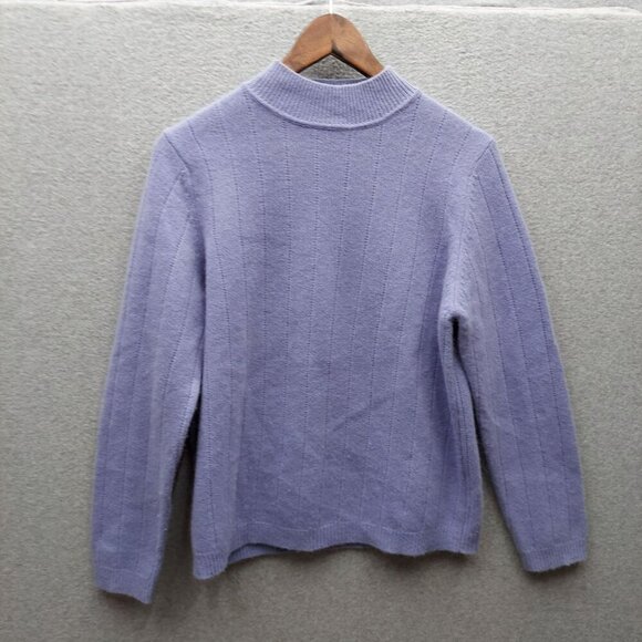 Charter Club Womens Lavender Turtleneck Sweater M Lambswool Angora Rabbit Hair B - Picture 3 of 3